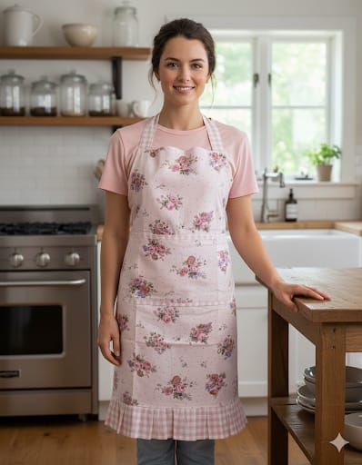 [F02DE0001] Delantal Flores y Cuadritos
